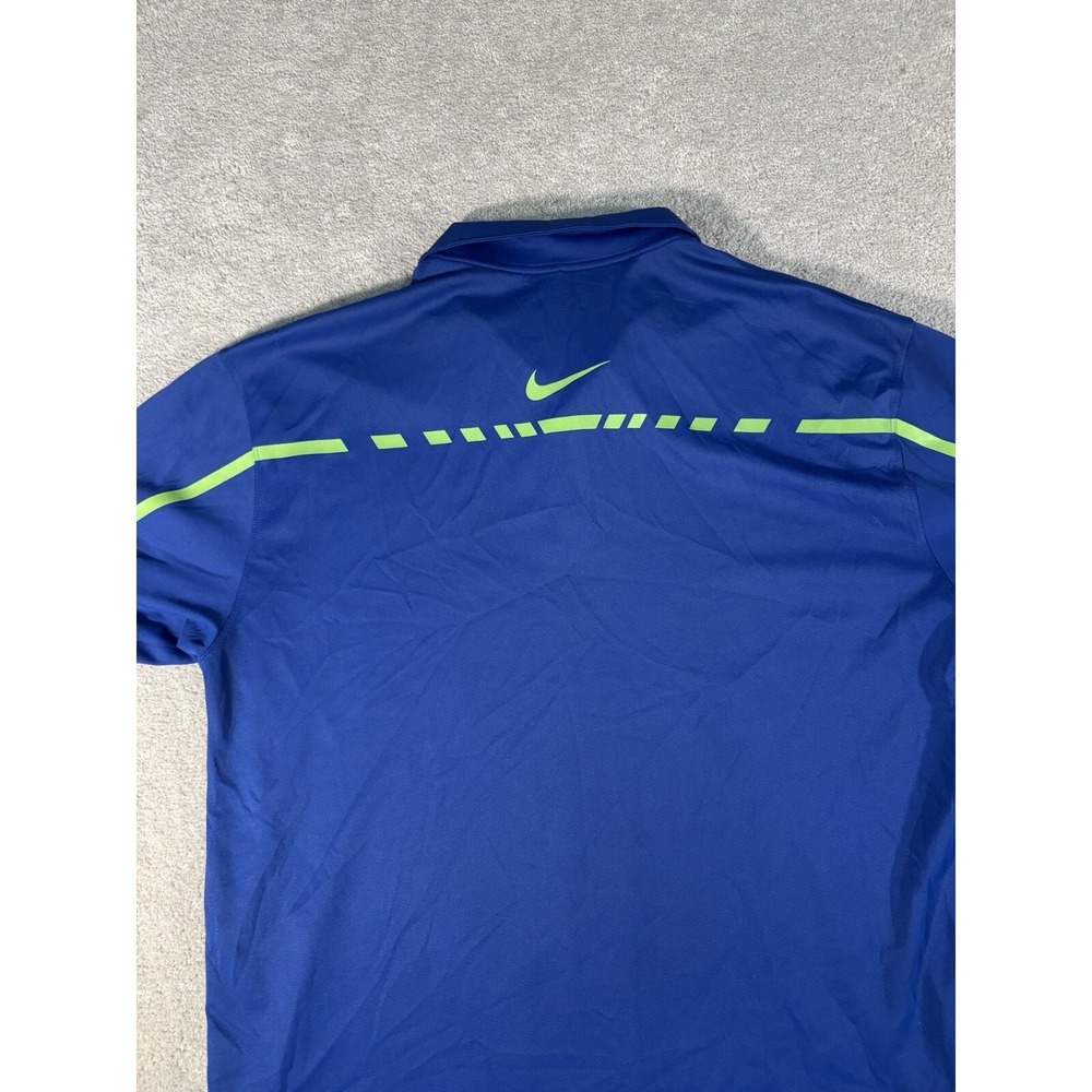 NikeGolf Performance Polo Shirt Mens Adult XL Blue Green Sleeve "logo"